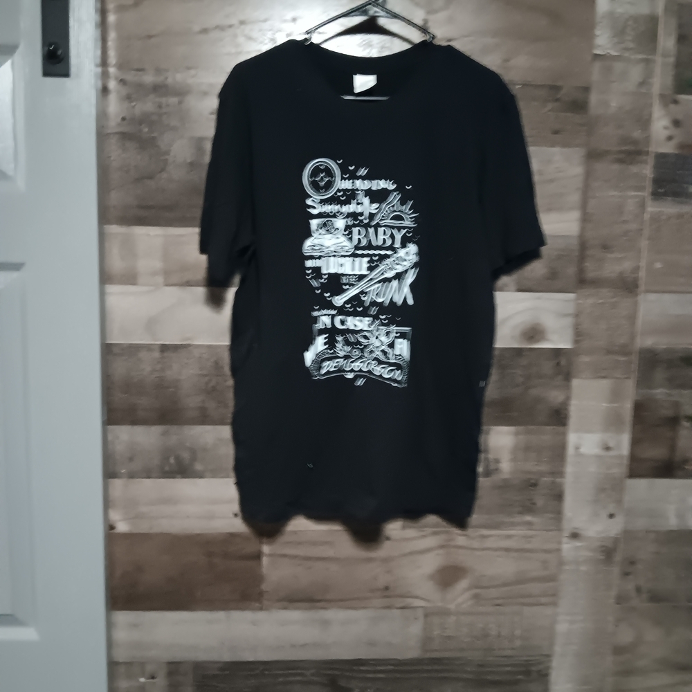 Black Short Sleeve Tee with Graphic Design - Picture 3 of 3